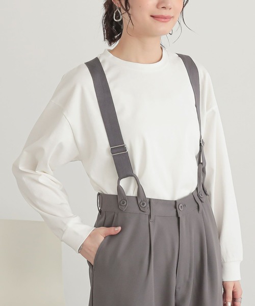lohen ローヘン　グレー サスペンダーエッグパンツ36 サスペンダー付きツイルハイウエストパンツ』（スラックス）｜n