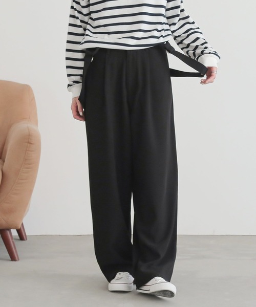 n'OrLABEL(ノアールレーベル)の「『サスペンダー付きツイルハイウエストパンツ』(スラックス・レディース・ブラック/チャコール・2/1)」の9枚目の写真