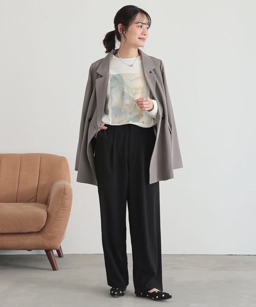 サスペンダー付 スラックス パンツ slacks 3 swanky navy サスペンダー付きタックワイドパンツ