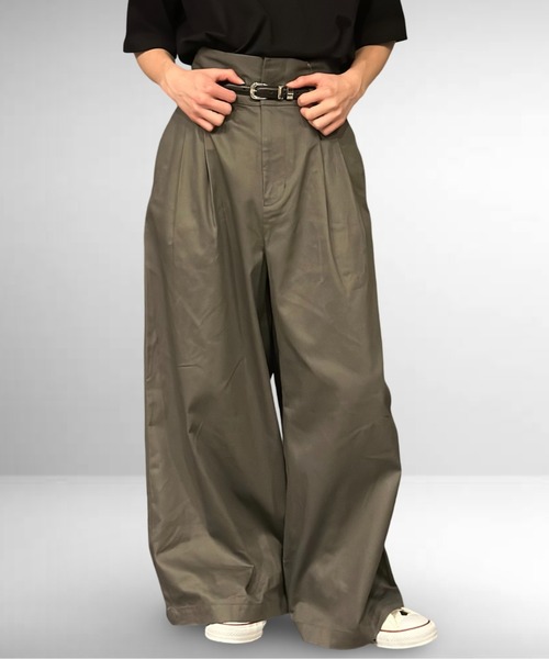 Burner（バーナー）の「ツータックハイウエストウルトラバギーパンツ（その他パンツ・メンズ・ダークネイビー/サンドベージュ/ライトブラウン/ブラック/カーキ/ダークベージュ/グレー/チャコールグレー・マルチサイズ）」の3枚目の写真