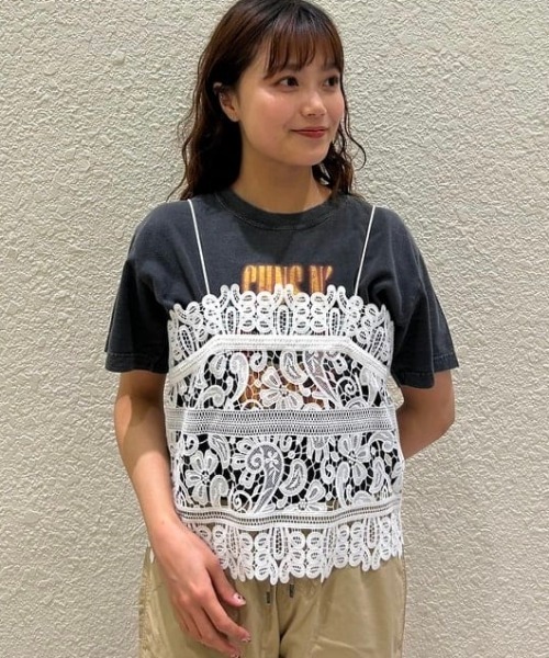 BEAMSBOY ビームス レースキャミ セール】maturely / トリコット シフォン レース キャミソール