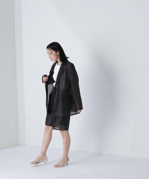 NATURAL BEAUTY BASIC(ナチュラルビューティーベーシック)の「◇シアージャケット(テーラードジャケット・レディース・ベージュ/ブラック・FREE)」の4枚目の写真
