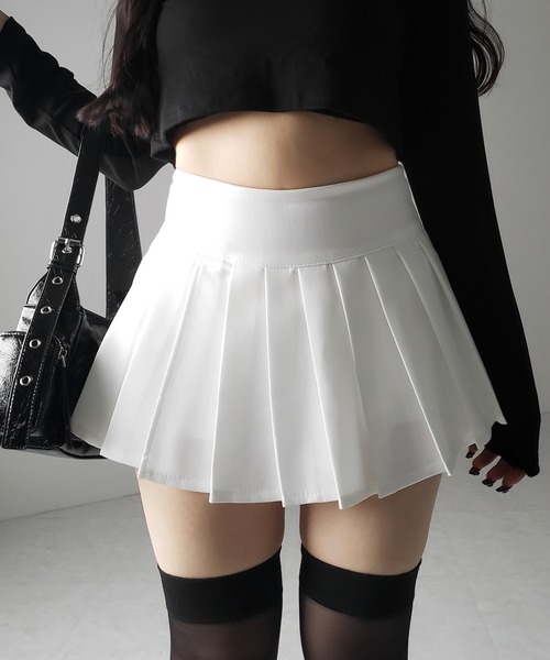 me+em select（ミームセレクト）の「【 ２color 】プリーツマイクロミニスカパン ／ pleated micro mini skirt pants（スカート・レディース・グレー/ブラック/ホワイト・LARGE/SMALL/MEDIUM）」の2枚目の写真