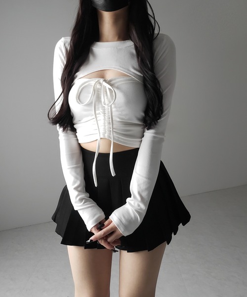 me+em select（ミームセレクト）の「【 ２color 】プリーツマイクロミニスカパン ／ pleated micro mini skirt pants（スカート・レディース・グレー/ブラック/ホワイト・LARGE/SMALL/MEDIUM）」の21枚目の写真