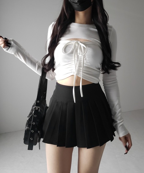 me+em select（ミームセレクト）の「【 ２color 】プリーツマイクロミニスカパン ／ pleated micro mini skirt pants（スカート・レディース・グレー/ブラック/ホワイト・LARGE/SMALL/MEDIUM）」の22枚目の写真