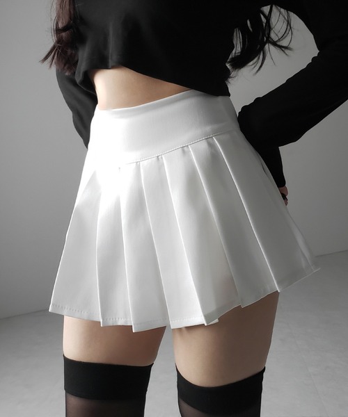 me+em select（ミームセレクト）の「【 ２color 】プリーツマイクロミニスカパン ／ pleated micro mini skirt pants（スカート・レディース・グレー/ブラック/ホワイト・LARGE/SMALL/MEDIUM）」の14枚目の写真