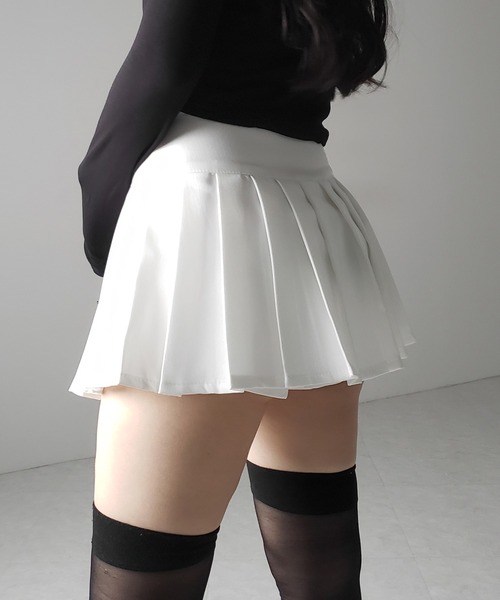 me+em select（ミームセレクト）の「【 ２color 】プリーツマイクロミニスカパン ／ pleated micro mini skirt pants（スカート・レディース・グレー/ブラック/ホワイト・LARGE/SMALL/MEDIUM）」の15枚目の写真