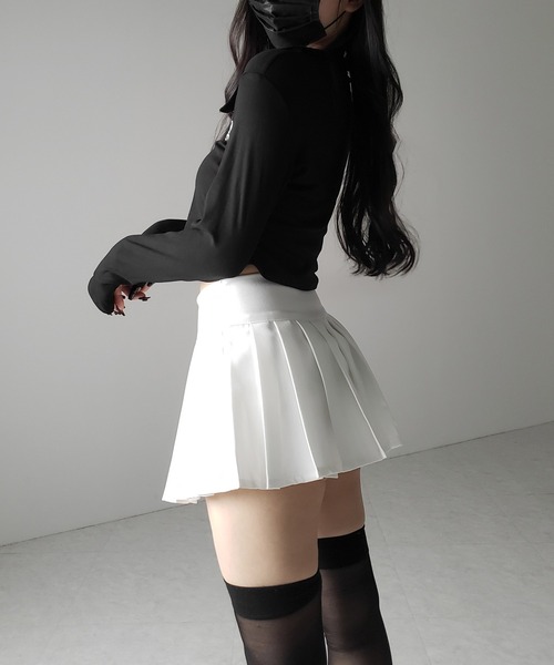 me+em select（ミームセレクト）の「【 ２color 】プリーツマイクロミニスカパン ／ pleated micro mini skirt pants（スカート・レディース・グレー/ブラック/ホワイト・LARGE/SMALL/MEDIUM）」の8枚目の写真
