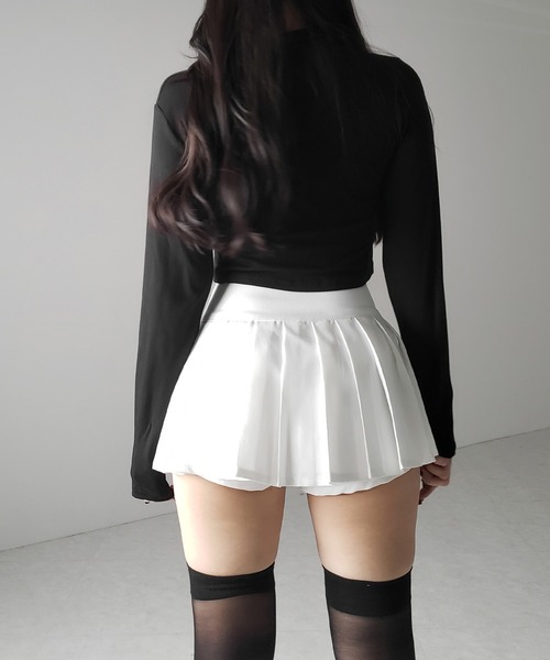 me+em select（ミームセレクト）の「【 ２color 】プリーツマイクロミニスカパン ／ pleated micro mini skirt pants（スカート・レディース・グレー/ブラック/ホワイト・LARGE/SMALL/MEDIUM）」の9枚目の写真