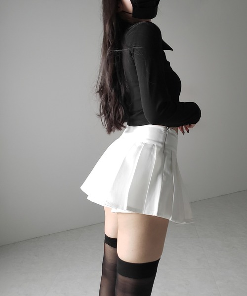 me+em select（ミームセレクト）の「【 ２color 】プリーツマイクロミニスカパン ／ pleated micro mini skirt pants（スカート・レディース・グレー/ブラック/ホワイト・LARGE/SMALL/MEDIUM）」の10枚目の写真