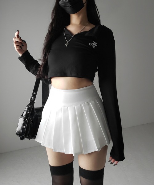me+em select（ミームセレクト）の「【 ２color 】プリーツマイクロミニスカパン ／ pleated micro mini skirt pants（スカート・レディース・グレー/ブラック/ホワイト・LARGE/SMALL/MEDIUM）」の11枚目の写真