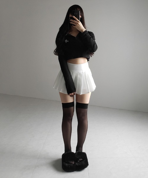 me+em select（ミームセレクト）の「【 ２color 】プリーツマイクロミニスカパン ／ pleated micro mini skirt pants（スカート・レディース・グレー/ブラック/ホワイト・LARGE/SMALL/MEDIUM）」の12枚目の写真