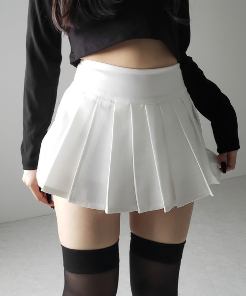 me+em select（ミームセレクト）の「【 ２color 】プリーツマイクロミニスカパン ／ pleated micro mini skirt pants（スカート・レディース・グレー/ブラック/ホワイト・LARGE/SMALL/MEDIUM）」の18枚目の写真
