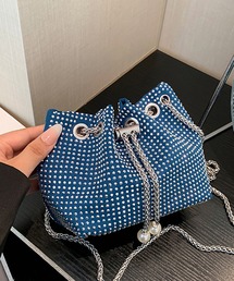 NANEA（ナネア）の「ラインストーンミニ巾着チェーンバッグ（ショルダーバッグ）」