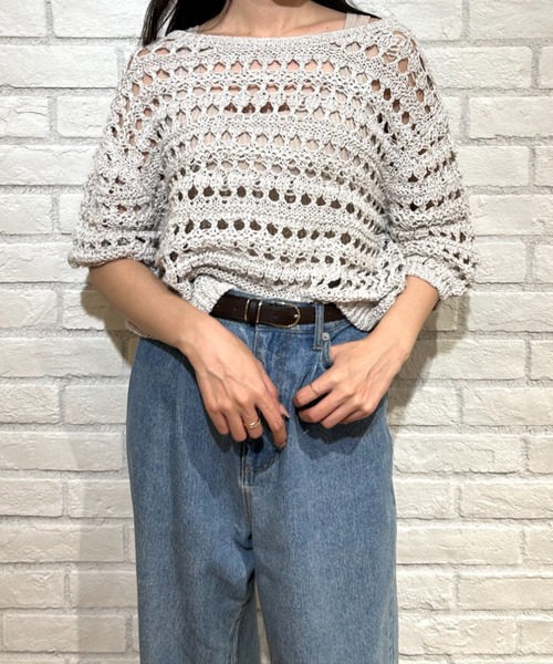 JUSGLITTY(ジャスグリッティー)の「ニットタンクトップ(ニット/セーター・レディース・チャコールグレー/ベージュ・2)」の10枚目の写真