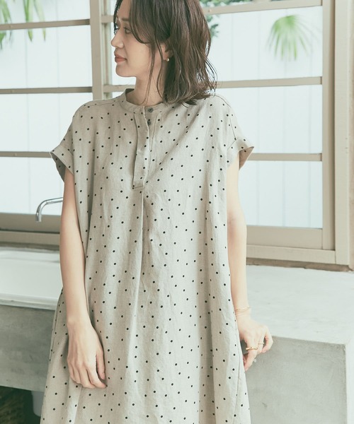 URBAN RESEARCH DOORS（アーバンリサーチドアーズ）の「リネンドットフレアワンピース（ワンピース・レディース・ブラック/ナチュラル・MEDIUM）」の7枚目の写真