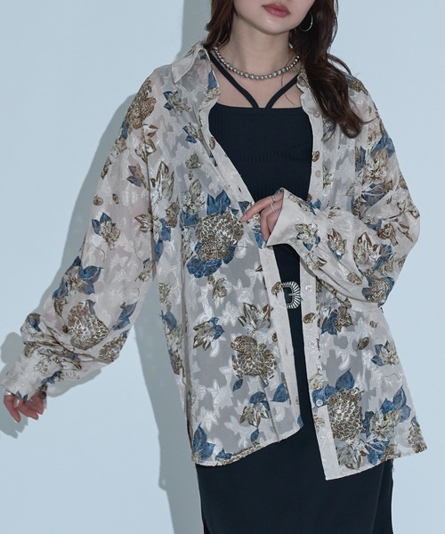 Ellno de Mavie(エルノデメヴィ)の「オパールシアールーズシャツ(シャツ/ブラウス・レディース・ブラック/オフホワイト・FREE)」の1枚目の写真