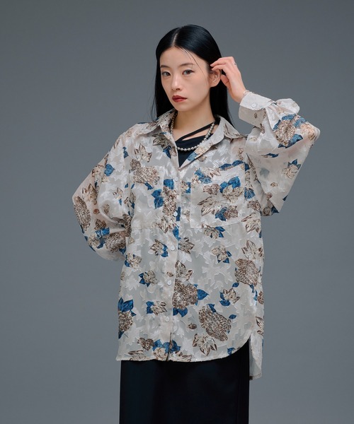 Ellno de Mavie(エルノデメヴィ)の「オパールシアールーズシャツ(シャツ/ブラウス・レディース・ブラック/オフホワイト・FREE)」の16枚目の写真