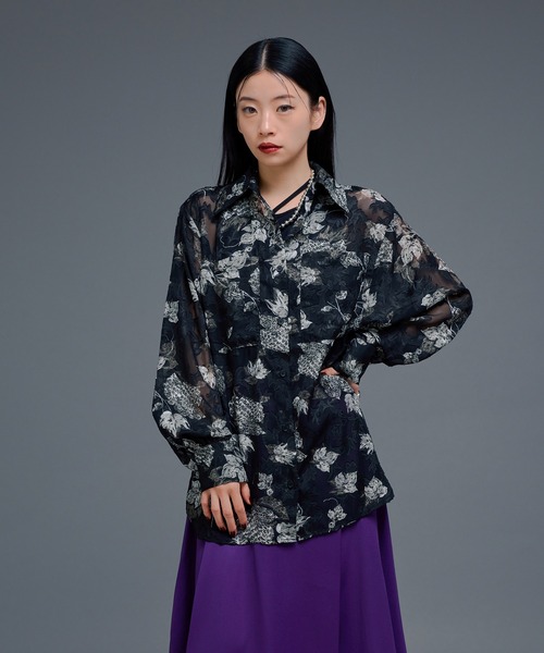 Ellno de Mavie(エルノデメヴィ)の「オパールシアールーズシャツ(シャツ/ブラウス・レディース・ブラック/オフホワイト・FREE)」の10枚目の写真
