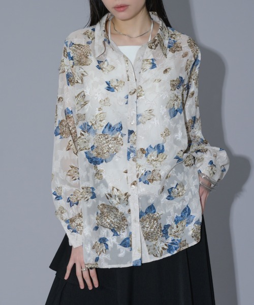 Ellno de Mavie(エルノデメヴィ)の「オパールシアールーズシャツ(シャツ/ブラウス・レディース・ブラック/オフホワイト・FREE)」の9枚目の写真