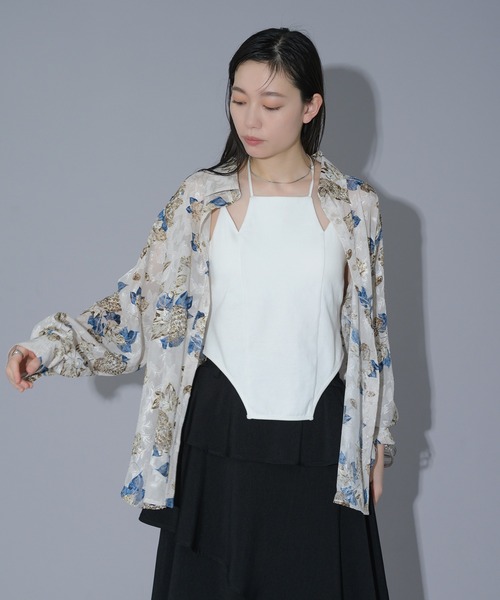 Ellno de Mavie(エルノデメヴィ)の「オパールシアールーズシャツ(シャツ/ブラウス・レディース・ブラック/オフホワイト・FREE)」の3枚目の写真