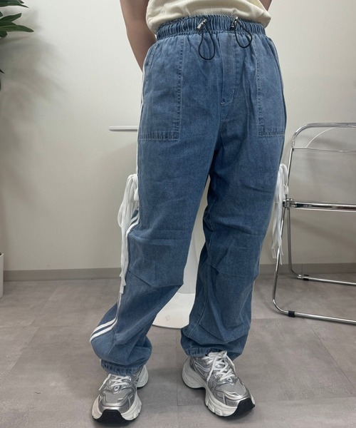 UP START(アップスタート)の「【sevens】PT サイドラインリボンデニムパンツ(デニムパンツ・レディース・グレー/サックスブルー/ダークグレー/ブルー・FREE)」の19枚目の写真