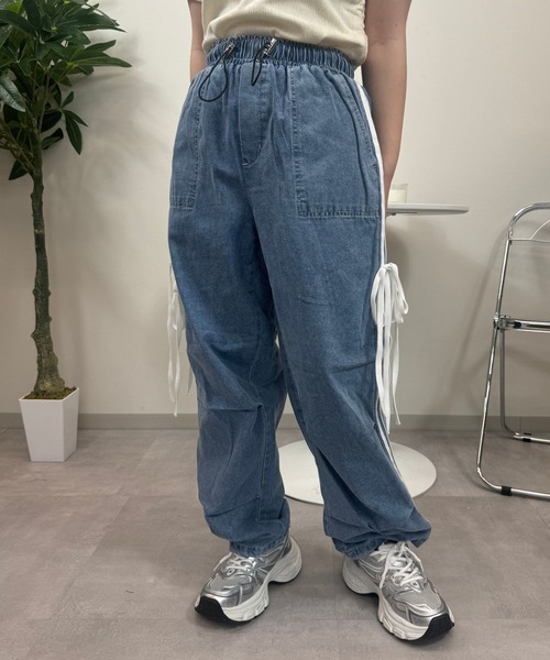 UP START(アップスタート)の「【sevens】PT サイドラインリボンデニムパンツ(デニムパンツ・レディース・グレー/サックスブルー/ダークグレー/ブルー・FREE)」の20枚目の写真