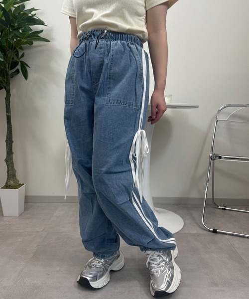 UP START(アップスタート)の「【sevens】PT サイドラインリボンデニムパンツ(デニムパンツ・レディース・グレー/サックスブルー/ダークグレー/ブルー・FREE)」の12枚目の写真