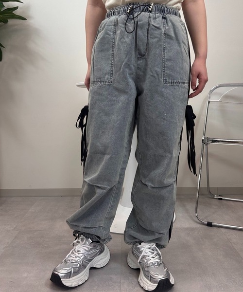 UP START(アップスタート)の「【sevens】PT サイドラインリボンデニムパンツ(デニムパンツ・レディース・グレー/サックスブルー/ダークグレー/ブルー・FREE)」の13枚目の写真