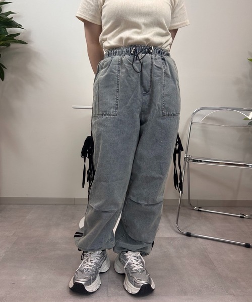 UP START(アップスタート)の「【sevens】PT サイドラインリボンデニムパンツ(デニムパンツ・レディース・グレー/サックスブルー/ダークグレー/ブルー・FREE)」の14枚目の写真