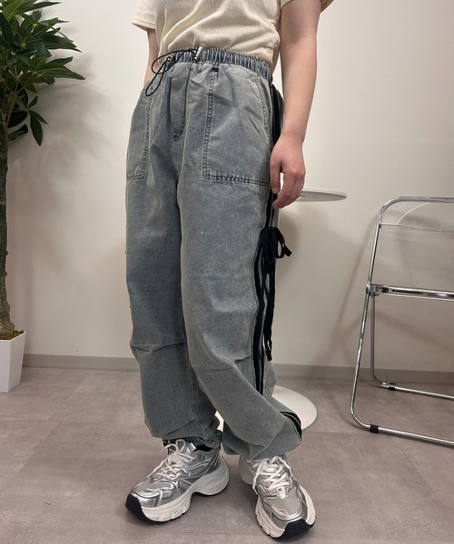 UP START(アップスタート)の「【sevens】PT サイドラインリボンデニムパンツ(デニムパンツ・レディース・グレー/サックスブルー/ダークグレー/ブルー・FREE)」の15枚目の写真