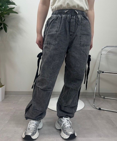 UP START(アップスタート)の「【sevens】PT サイドラインリボンデニムパンツ(デニムパンツ・レディース・グレー/サックスブルー/ダークグレー/ブルー・FREE)」の8枚目の写真