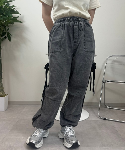 UP START(アップスタート)の「【sevens】PT サイドラインリボンデニムパンツ(デニムパンツ・レディース・グレー/サックスブルー/ダークグレー/ブルー・FREE)」の9枚目の写真