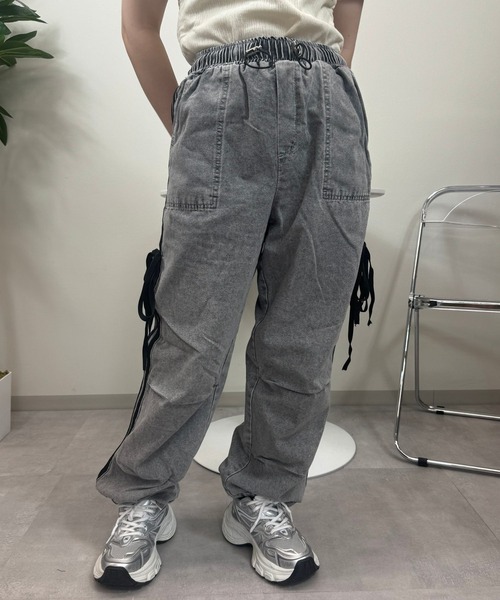 UP START(アップスタート)の「【sevens】PT サイドラインリボンデニムパンツ(デニムパンツ・レディース・グレー/サックスブルー/ダークグレー/ブルー・FREE)」の6枚目の写真