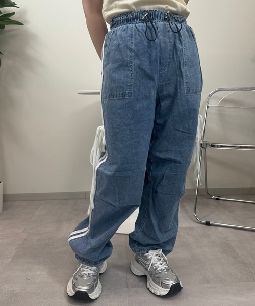 UP START(アップスタート)の「【sevens】PT サイドラインリボンデニムパンツ(デニムパンツ・レディース・グレー/サックスブルー/ダークグレー/ブルー・FREE)」の21枚目の写真