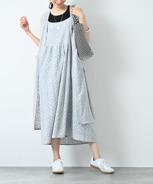 aunt lily(アントリリー)の「レースキャミワンピース笳・(ワンピース・レディース・ライトグレー/ブラック・S)」の3枚目の写真