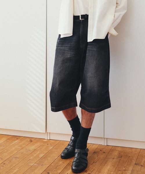 BAYFLOW（ベイフロー）の「[トレンド感]ヴィンテージライクデニムパンツ[クウォーターレングス]（その他パンツ・メンズ・ブラック/アクア・LARGE/MEDIUM）」の2枚目の写真