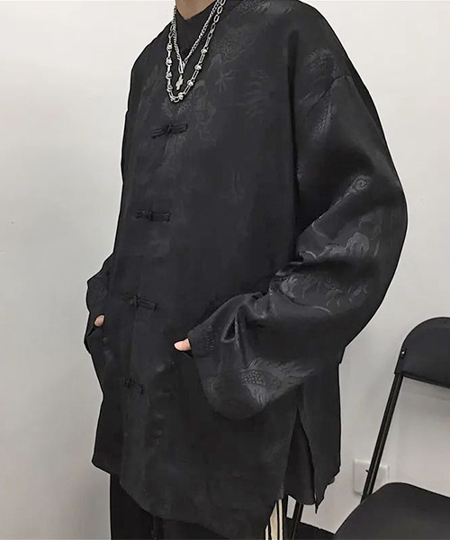 WARAIJOGO(ワライジョウゴ)の「【WARAIJOGO】スタンドカラー総柄チャイナシャツ(NEZ)(シャツ/ブラウス・メンズ・ホワイト/ブラック・FREE)」の11枚目の写真