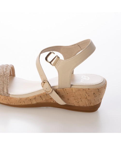 Riz raffinee（リズラフィーネ）の「ラインストーン付ウェッジサンダル（サンダル・レディース・ブラック/ベージュ系その他7/シルバー・24cm/23cm/24.5cm/23.5cm/22.5cm）」の10枚目の写真