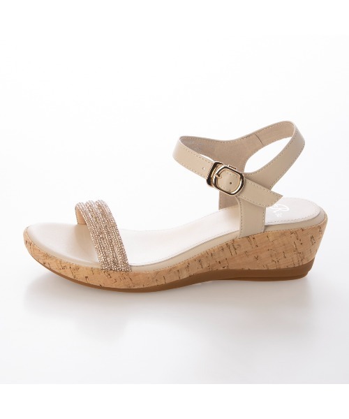 Riz raffinee（リズラフィーネ）の「ラインストーン付ウェッジサンダル（サンダル・レディース・ブラック/ベージュ系その他7/シルバー・24cm/23cm/24.5cm/23.5cm/22.5cm）」の6枚目の写真