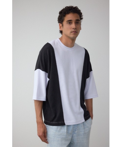 AZUL by moussy(アズールバイマウジー)の「異素材スウィッチングトップス(Tシャツ/カットソー・メンズ・ブラック系その他/ホワイト系その他/ブルー系その他・MEDIUM/LARGE)」の5枚目の写真