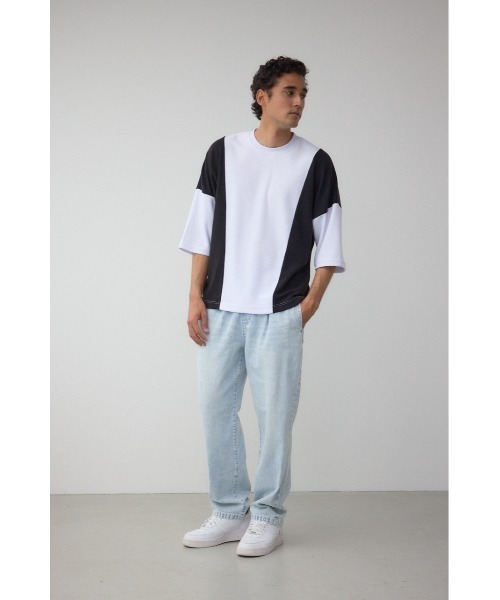 AZUL by moussy(アズールバイマウジー)の「異素材スウィッチングトップス(Tシャツ/カットソー・メンズ・ブラック系その他/ホワイト系その他/ブルー系その他・MEDIUM/LARGE)」の6枚目の写真