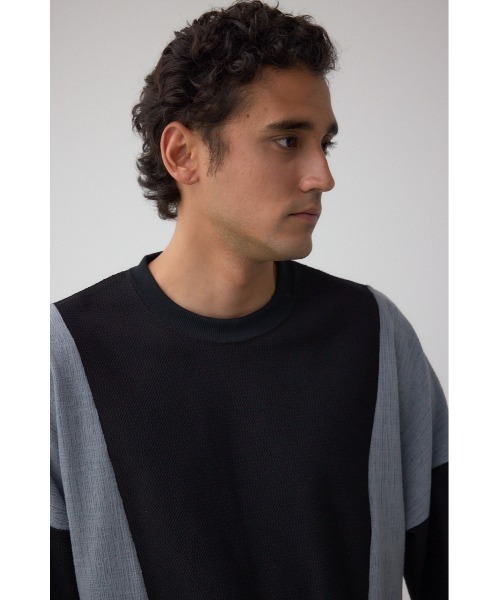 AZUL by moussy(アズールバイマウジー)の「異素材スウィッチングトップス(Tシャツ/カットソー・メンズ・ブラック系その他/ホワイト系その他/ブルー系その他・MEDIUM/LARGE)」の13枚目の写真