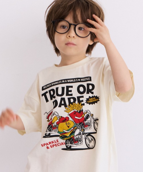Life Support Products(ライフサポートプロダクツ)の「S/S プリントTee(Tシャツ/カットソー・キッズ・オフホワイト/杢グレー/ライトブルー/アイボリー/ライム/サーモンピンク/ブラウン/チャコール/パープル/オレンジ・80/90/95/100/110/120/130/140/150)」の2枚目の写真