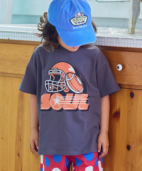 Life Support Products(ライフサポートプロダクツ)の「S/S プリントTee(Tシャツ/カットソー・キッズ・オフホワイト/杢グレー/ライトブルー/アイボリー/ライム/サーモンピンク/ブラウン/チャコール/パープル/オレンジ・80/90/95/100/110/120/130/140/150)」の5枚目の写真