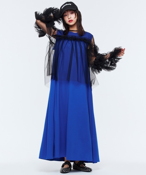 Narcissus(ナルシス)の「ノースリーブロングワンピース ポケット付き リラックスフレア(ワンピース・レディース・ブラック/ブルー・FREE)」の2枚目の写真