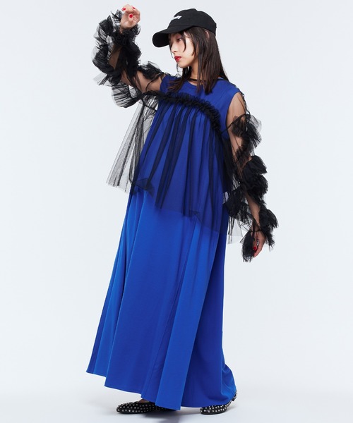 Narcissus(ナルシス)の「ノースリーブロングワンピース ポケット付き リラックスフレア(ワンピース・レディース・ブラック/ブルー・FREE)」の15枚目の写真