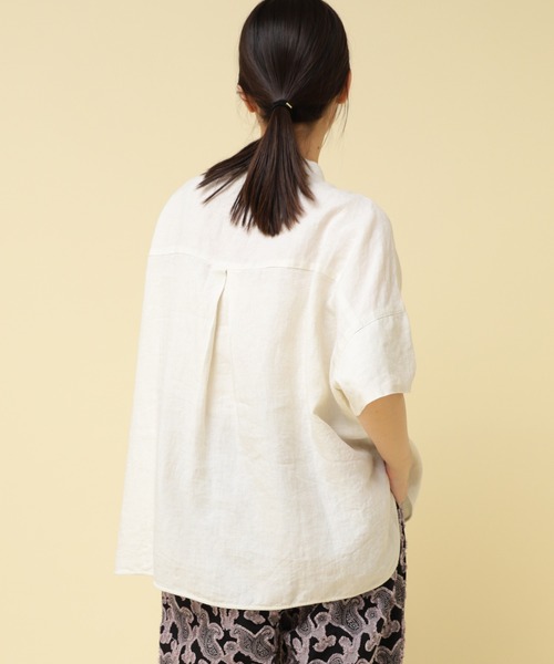 RNA-N（アールエヌエーエヌ）の「B2868 ハーフスリーブフレンチリネンシャツ（シャツ/ブラウス・レディース・オフホワイト/ブルー/スミクロ/グレー/レッド/ブラック/ダークブラウン/グリーン・FREE）」の10枚目の写真