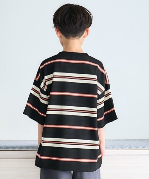 and D. petit main（アンドディープティマイン）の「リップルボーダービッグ半T（Tシャツ/カットソー・キッズ・ネイビー/ブラック/ターコイズブルー・130cm/110cm/120cm/140cm/90cm/100cm/150cm）」の13枚目の写真