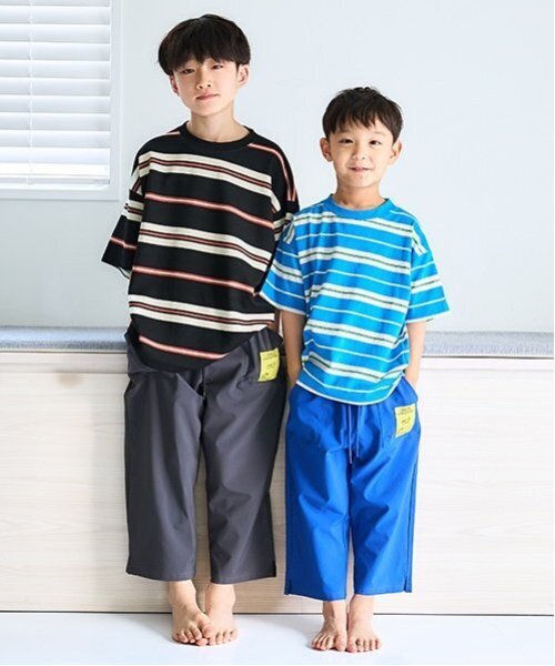 and D. petit main（アンドディープティマイン）の「リップルボーダービッグ半T（Tシャツ/カットソー・キッズ・ネイビー/ブラック/ターコイズブルー・130cm/110cm/120cm/140cm/90cm/100cm/150cm）」の14枚目の写真